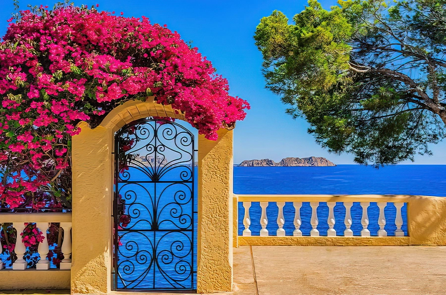 mediteranean elegant door overlooking ocean